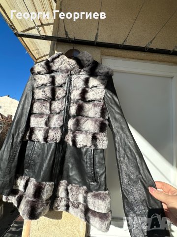 Страхотно яке естествена кожа и чинчила, снимка 3 - Якета - 44290603