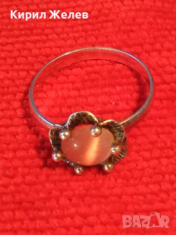 СРЕБЪРЕН АР ДЕКО СТИЛ СКЪПОЦЕНЕН ПРЪСТЕН СРЕБРО 925 с ШЛИФОВАН КАМЪК РОЗОВО КОТЕШКО ОКО 21661, снимка 6 - Пръстени - 41637842