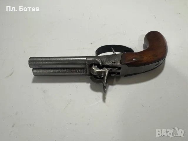 Стар двуцевен капсулен пистолет, снимка 7 - Антикварни и старинни предмети - 49904438