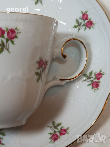 Немски порцеланов сервиз за кафе Feltmann Weiden 2 чаши с чинийки , снимка 4 - Чаши - 36249272