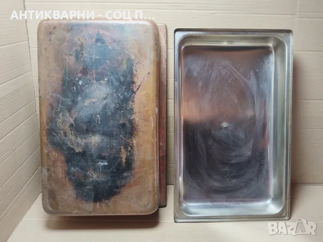 Стара Соц Голяма Дълбока Помеднена Хром Тава За Печене На Месо, Тава За Агнета. / 5 кг. / НОМЕР 289., снимка 6 - Прибори за хранене, готвене и сервиране - 55707126