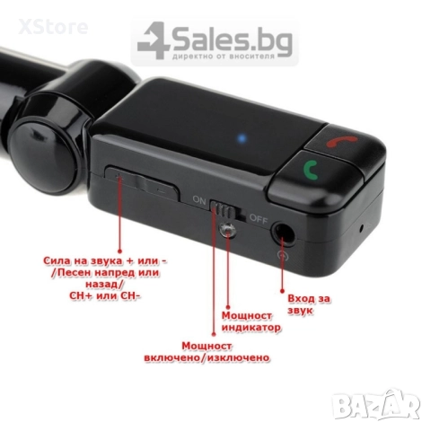 Блутут за кола (MP3player FM предавател зарядно USB и Bluetooth) , снимка 9 - Аксесоари и консумативи - 52482787