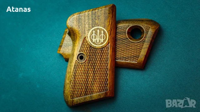 Чирени за Берета/Beretta M71 - орехови - ръчноизработени - инкрустирано лого, снимка 6 - Оборудване и аксесоари за оръжия - 56130612