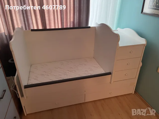 Трансформиращо се детско легло Arbor Baby & Junior (Бяло) + Матрак, снимка 5 - Бебешки легла и матраци - 55709781