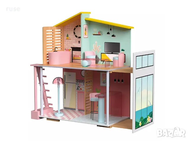 НОВИ! Дървена къща за кукли Fashion Doll с аксесоари