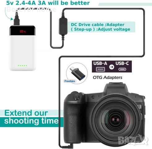 DR-E12 LP-E12 батерия + 5V-8.4V USB кабел за драйвери, снимка 5 - Друга електроника - 52307046