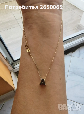 Ново нежно златно синджирче с буква А - 14к.злато, проба 585/ 1,80гр., снимка 5 - Колиета, медальони, синджири - 51535743