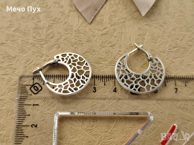 Сребърни обеци (175), снимка 3 - Обеци - 52412342