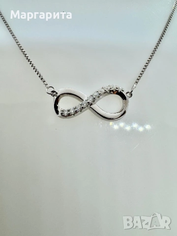 Сребърно колие с мойсанит (диамант) 10 камъка по 0.015 карата, снимка 2 - Колиета, медальони, синджири - 53785316