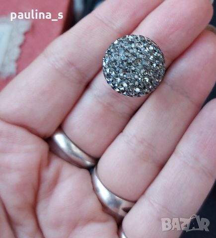Три различни броя / Сребърен пръстен топка с кристали "Swarovski" / проба 925 и Житен клас , снимка 3 - Пръстени - 26286330