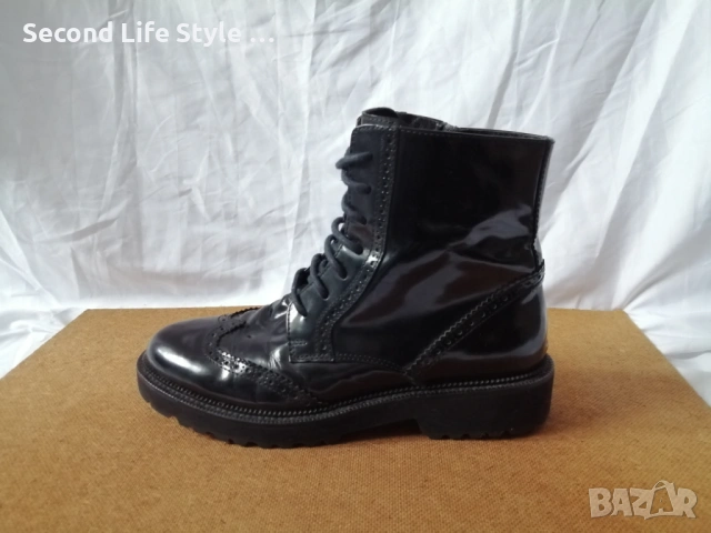 №37 дамски боти естествена кожа в черен цвят