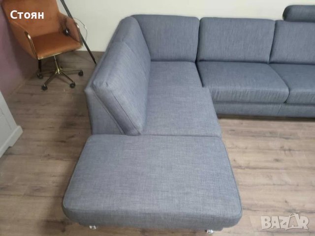 Сив ъглов диван от плат с фунция сън ZE-EM09002, снимка 8 - Дивани и мека мебел - 44216053