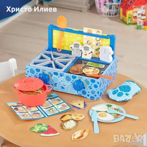 Детска дървена кухня Melissa & Doug - Blue's Clues & You с много аксесори, снимка 7 - Образователни игри - 49101054