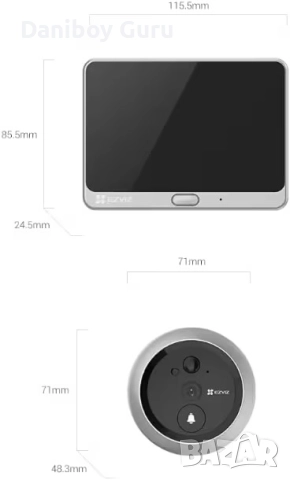 Wi Fi Смарт видео звънец Ezviz CP4, Двупосочно видео, Full HD,  шпионка. App, снимка 2 - Други - 52491033