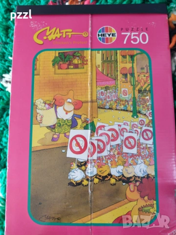 Триъгълен Пъзел "Chickens Protest” Heye 1994г. 750 части