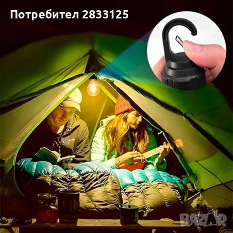 Комплект 2 броя преносими LED лампи с USB-C зареждане, 2700K топла светлина, 3 режима, водоустойчиви, снимка 4 - Лед осветление - 53659132