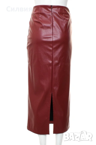 Нова червена дълга права лъскава кожена пола "Shein" / "Шейн", размер S, снимка 2 - Поли - 53364320