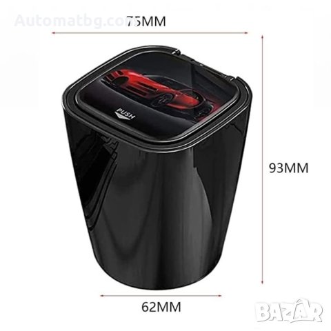 Пепелник с диод Automat, 75x93mm, Черен гланц, снимка 2 - Аксесоари и консумативи - 42144821