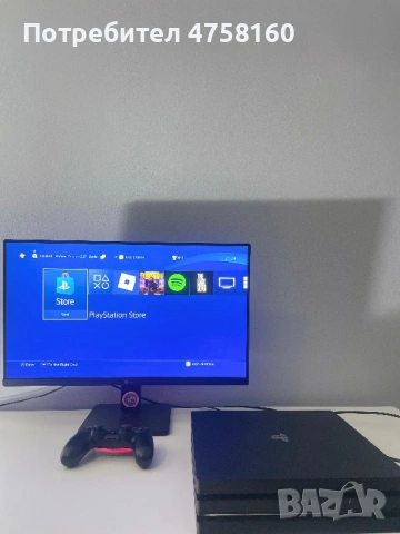 Sony PlayStation 4 Pro 1TB / PS4 Pro + LG 100Hz монитор + джойстик + кабели – Отлично състояние