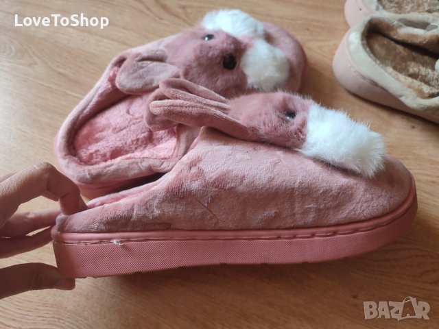 НОВИ дамски пантофи зайчета домашни чехли топлинки, снимка 4 - Пантофи - 41626043