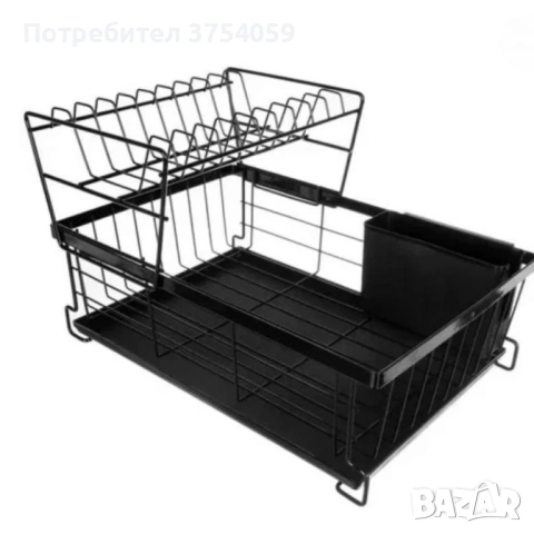 Двуетажен метален сушилник за съдове Cheffinger с отделение за прибори – повече ред и сух плот в , снимка 7 - Аксесоари за кухня - 53174209