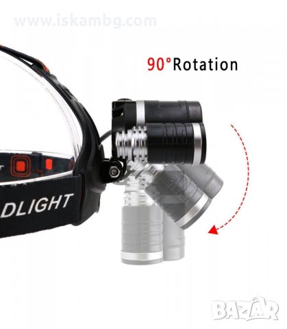 МОЩЕН ТРОЕН ЧЕЛНИК С 1 CREE LED+2 COB LED ДИОДА С МОЩНОСТ 3000LM 30W - код 1868, снимка 4 - Екипировка - 33977305