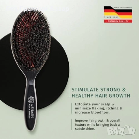 Нова Четка с естествена четина от глиган за тънка коса, черна, Large, снимка 3 - Аксесоари за коса - 53518537