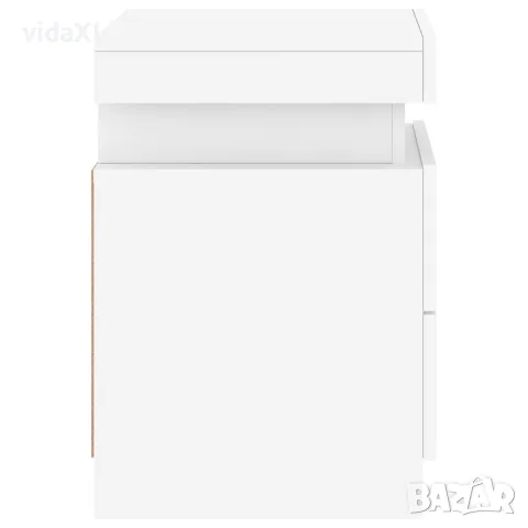vidaXL Нощни шкафчета с LED осветление, 2 бр, бели, 35x39x55 см, снимка 10 - Шкафове - 56148129