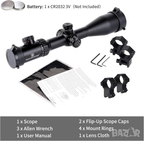 Оптика FOCUHUNTER 4-24x50 SF, оптически прицел с подсветка и монтажи, снимка 10 - Оборудване и аксесоари за оръжия - 53382406