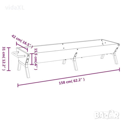 vidaXL Тава за барбекю, сребриста, 158x42x31 см, неръждаема стомана, снимка 7 - Барбекюта - 56146725