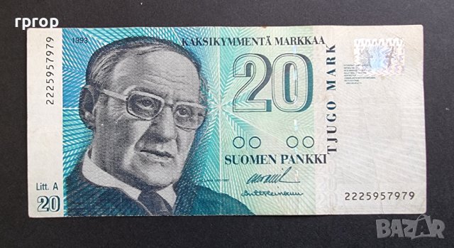 Банкнота. Финландия. 20  марки. 1993г. Добре запазена банкнота.