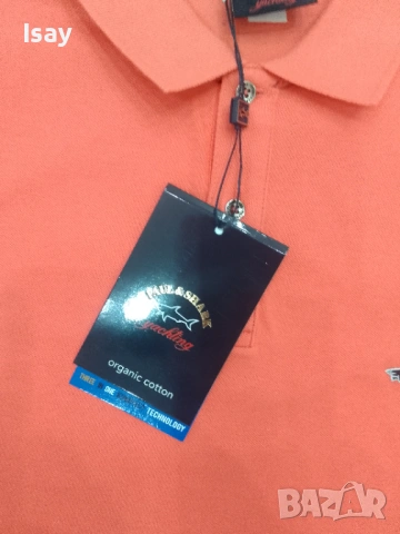 Мъжка тениска Паул Шарк в оранжев цвят Л последен размер , снимка 6 - Тениски - 53169146