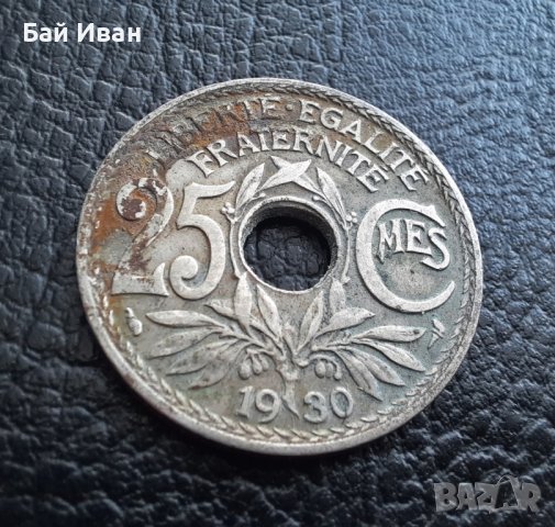 Стара монета 25 сантима 1930 г. Франция- топ !, снимка 1 - Нумизматика и бонистика - 42219582
