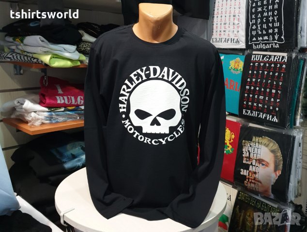 Нова мъжка блуза с дълъг ръкав и дигитален печат Harley Davidson, Череп, снимка 4 - Блузи - 34657141