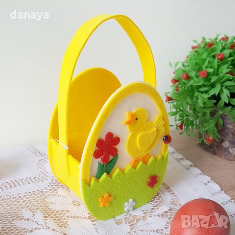 2734 Великденска кошничка Пиленце в градинка, снимка 2 - Декорация за дома - 35877185