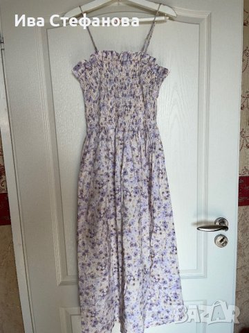Разкошна нова дълга спортно елегантна ежедневна рокля hm флорален принт нежни лилави цветя , снимка 5 - Рокли - 41648346