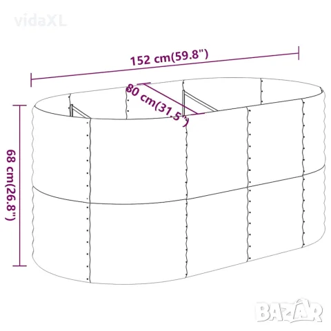 vidaXL Градинска повдигната леха поцинкована стомана кафяво, снимка 6 - Саксии и кашпи - 56146665