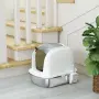 PawHut Котешка тоалетна от неръждаема стомана с капак, снимка 7