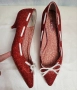 Стилни празнични червени дамски обувки на ток номер 38, снимка 1