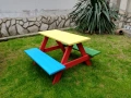 Градинска детска масичка с пейки, цветна., снимка 2