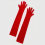 Дълги официални червени ръкавици от плюш - код 8650, снимка 1 - Ръкавици - 44290580