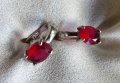Сребърни обици с рубини, снимка 3