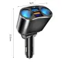 Разклонител за запалка с 2 гнезда 2 USB порта и волтметър, снимка 2