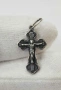 Старинен сребърен кръст с разпятие бог спаси и сохрани с подарък вързанка за врата, снимка 1
