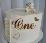 One Първи една гонина годинка надпис страничен акрил златист топер декор украса за торта рожден ден, снимка 1