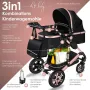 Комбинирана детска количка 3 в 1 Kesser® Loops, пълен комплект, включващ бебешка вана и спортна седа, снимка 9