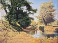 Петър Момчилов Пролет край реката 2023г. Майсторски нарисувана картина, снимка 2