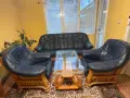 Комплект дивани-Естествена кожа+маса, снимка 1