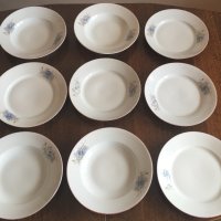 9 порцеланови чинии със сини цветя - 4 дълбоки + 5 литки, снимка 11 - Чинии - 40377106