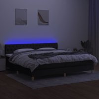 Боксспринг легло с матрак и LED, черна, 200x200 см, плат, снимка 4 - Спални и легла - 40348718